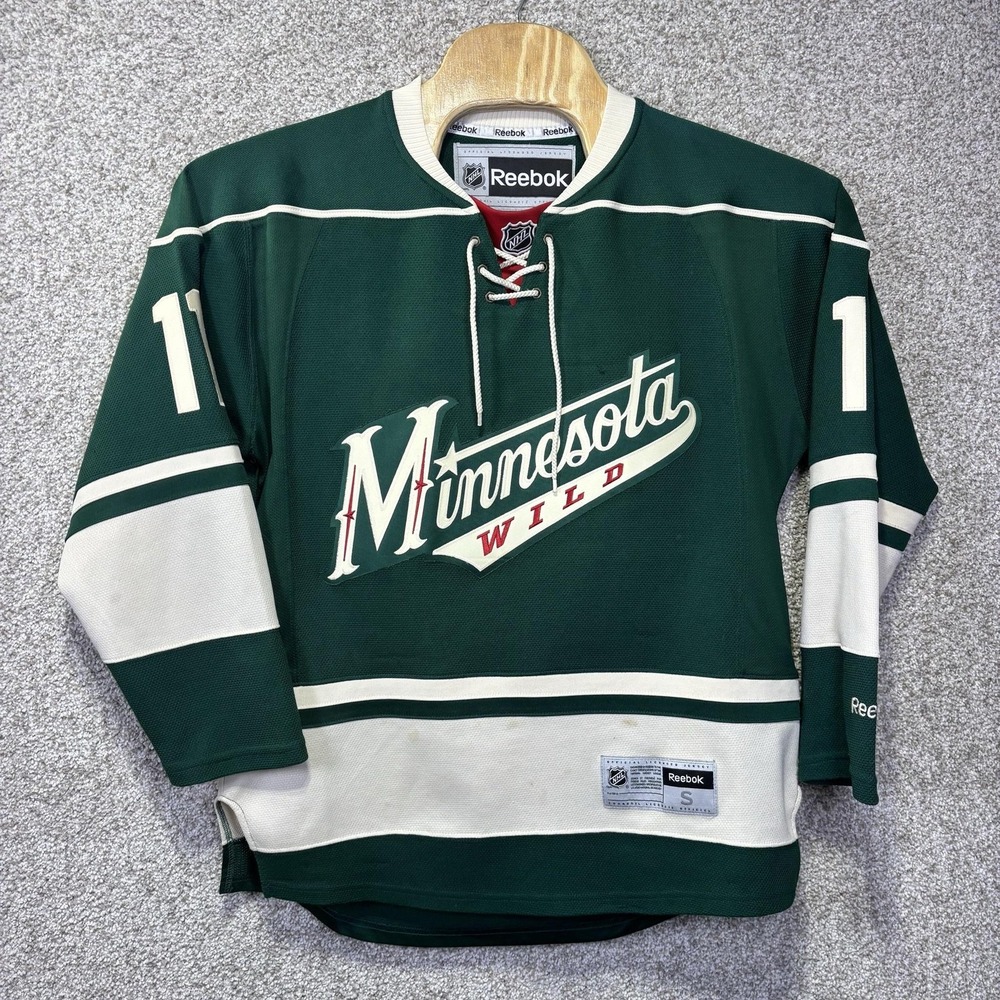 Minnesota Wild Hockey Jersey Mens Small Green NHL Reebok Parise 11 Lace Up
